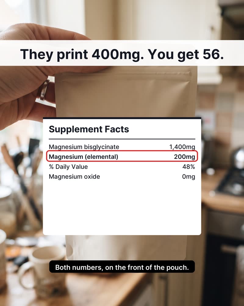 Supplement label close-up